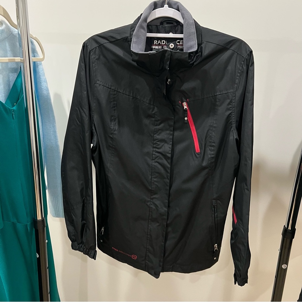 Free Country Black Ski Jacket with Pink Logo Accents